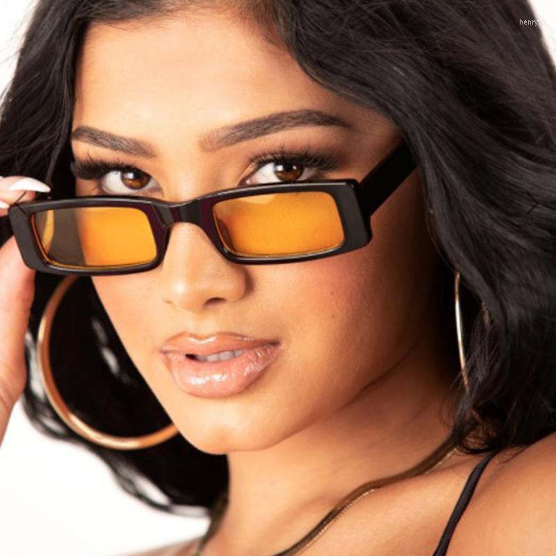 

Sunglasses Vintage Hip Hop Yellow Women Small Rectangle Female Sun Glasses Fashion Brand Design Punk Style UV400