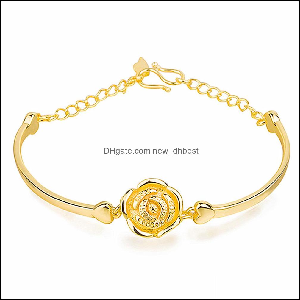 

Bangle Sand Gold Bracelets For Women Luxury Jewelry Bangles Female Charm Rose Flower Bracelet Drop Delivery 2021 Newdhbest Dhetx