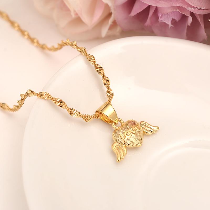 

Pendant Necklaces Lovable Love Heart Romantic Jewelry 14 K Fine Gold Filled Womens Wedding Gift Girlfriend Wife GiftsPendant