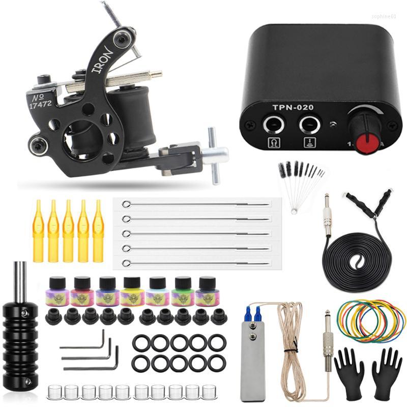 

Tattoo Guns Kits Coils Machine Gun Kit Set With Power Supply Foot Switch Pedal Clip Cord For Beginner Supplies