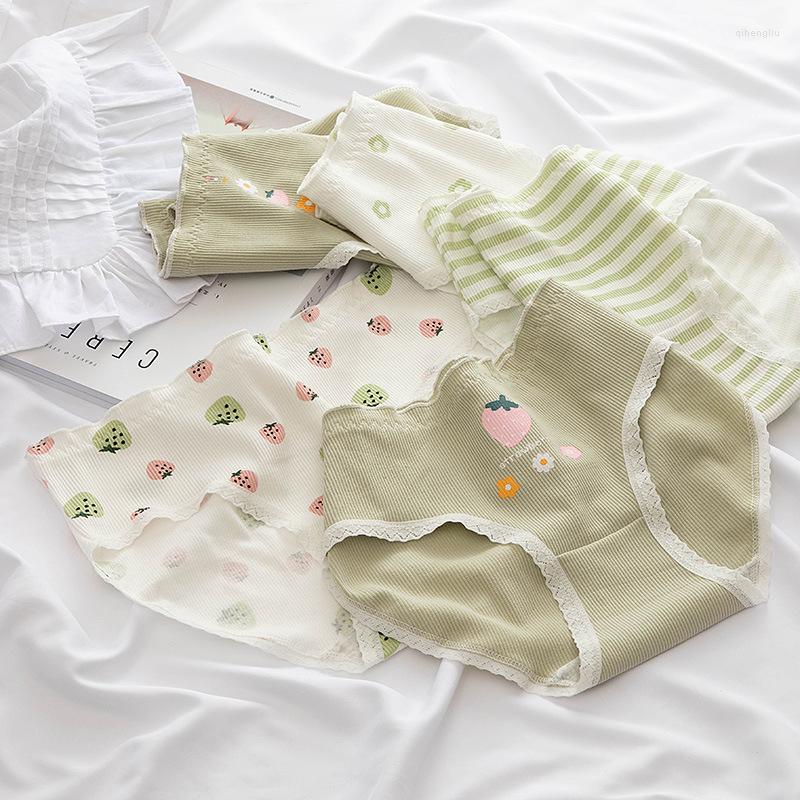 

Women's Panties Cute Strawberry For Girls Women's Cotton Underwear Striped Mid-Rise Briefs Comfortable Lingerie Breathable SweetWomen's, 004