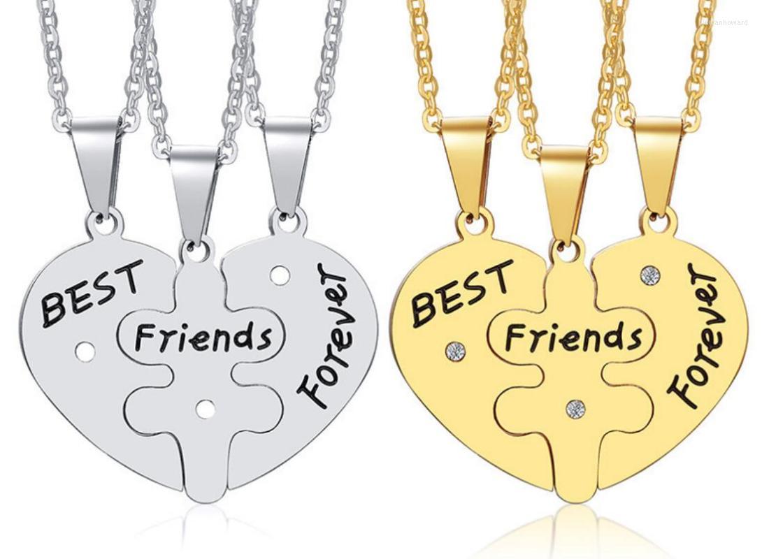 

Pendant Necklaces Stainless Steel Sets Of 3pcs Friends Forever Friendship Heart Puzzle Necklace Silver GoldPendant