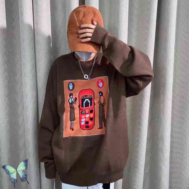 

Men's Hoodies Sweatshirts CAVEMPT CE Crewneck Mobile Phone Jacquard Cav Empt Sweatshirt T220825