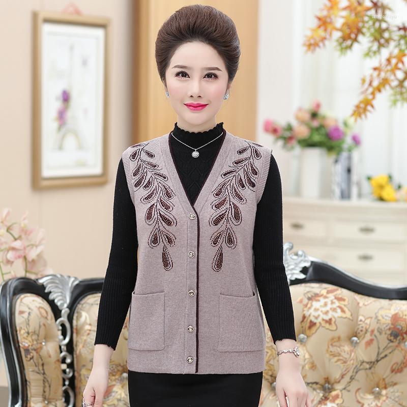 

Women's Vests Women's Middle-Aged Mother Autumn Wool Knitting Vest Print Warm Casual Plus Size Waistcoat T328, Purple