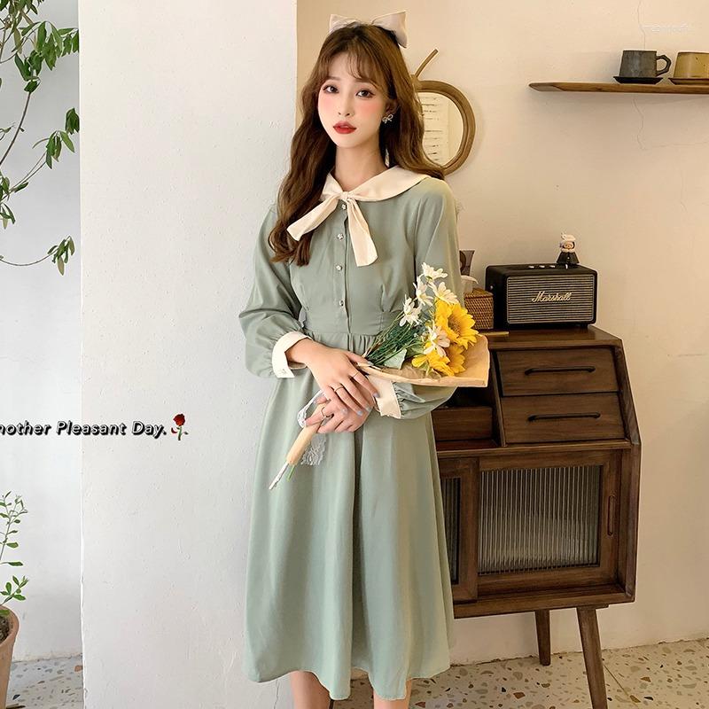 

Casual Dresses Japanese College Dress Women's 2022 Autumn Sweet Waist Closing Small Long Sleeved Medium, See chart