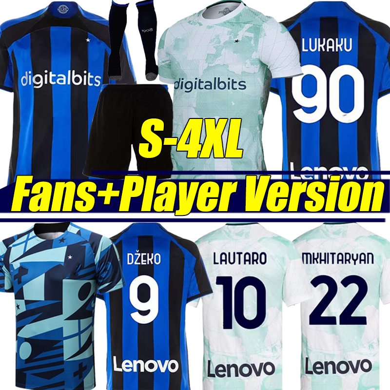 

4XL 22/23 LUKAKU soccer jersey BARELLA LAUTARO ERIKSEN ALEXIS INTERS DZEKO CORREA THIRD MILANS football shirt 2022 2023 fans player version, 22-23 home