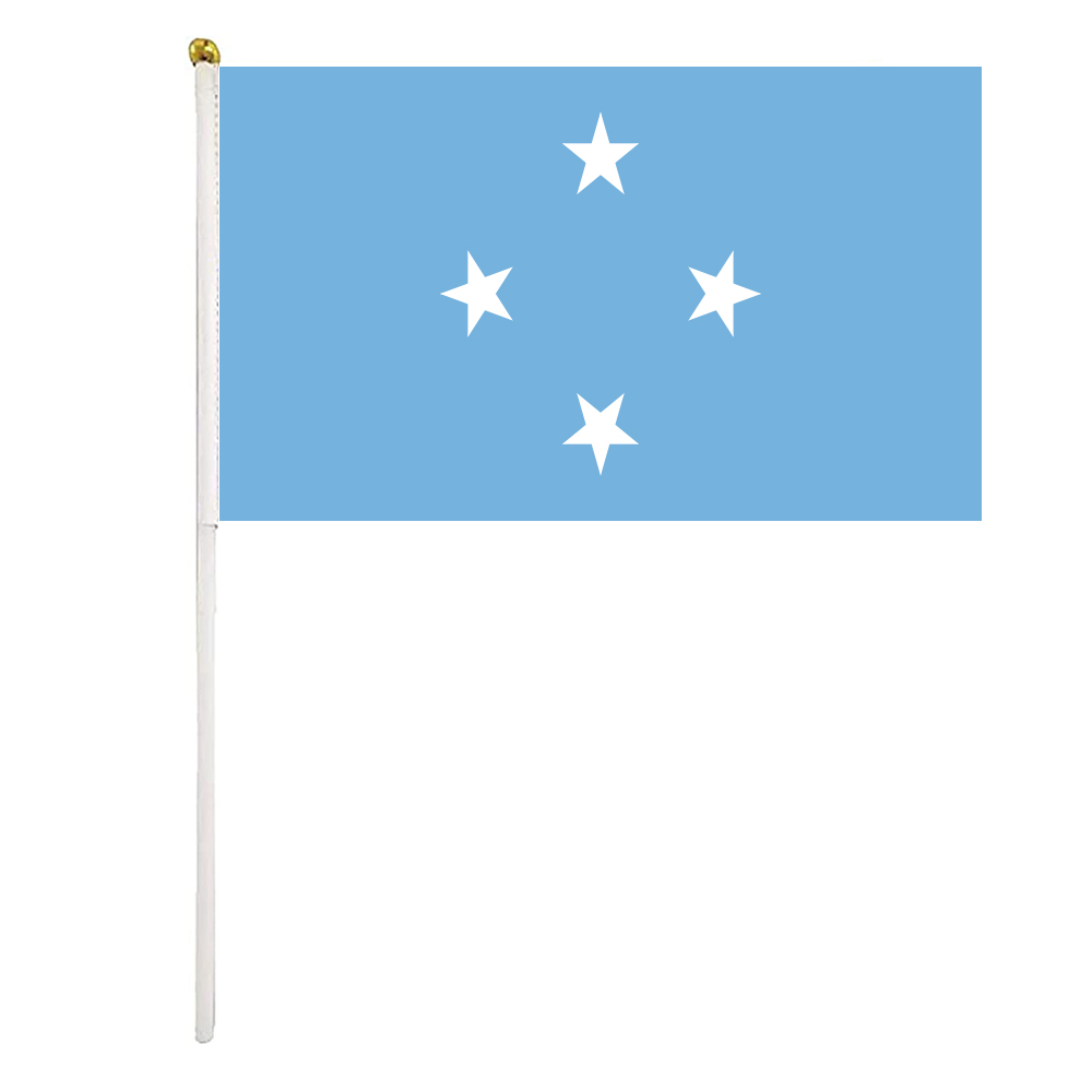 

Federated States of Micronesia Hand Waving Flags 14x21 cm Polyester Country Banner With Plastic Flagpoles For Parades Sports Events Festival Celebrations