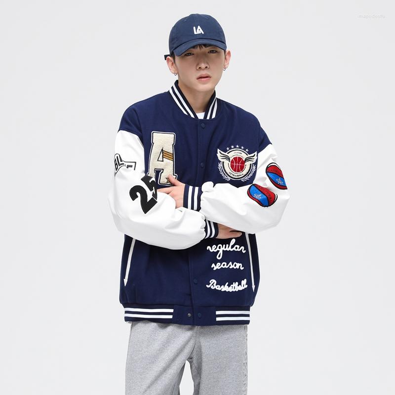 

Men's Jackets Fashion Casual Couple Clothing Varsity Jacket Single-breasted Baseball Uniform Coat Embroidered Bomber, Blue