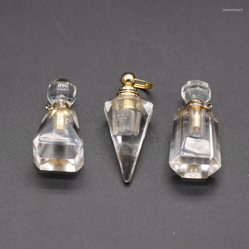 

Pendant Necklaces 1pcs Natural Clear Quartzs Stone Essential Oil Memorial Jewelry Perfume Vial Necklace For Women Accessories GiftsPendant