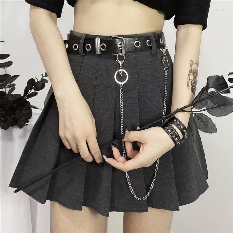 

Skirts Women's Skirt A-line Sexy Gothic Clothes Drop Mini Punk Belt Streetwear Cotton Black Harajuku High-waisted Cosplay Suit