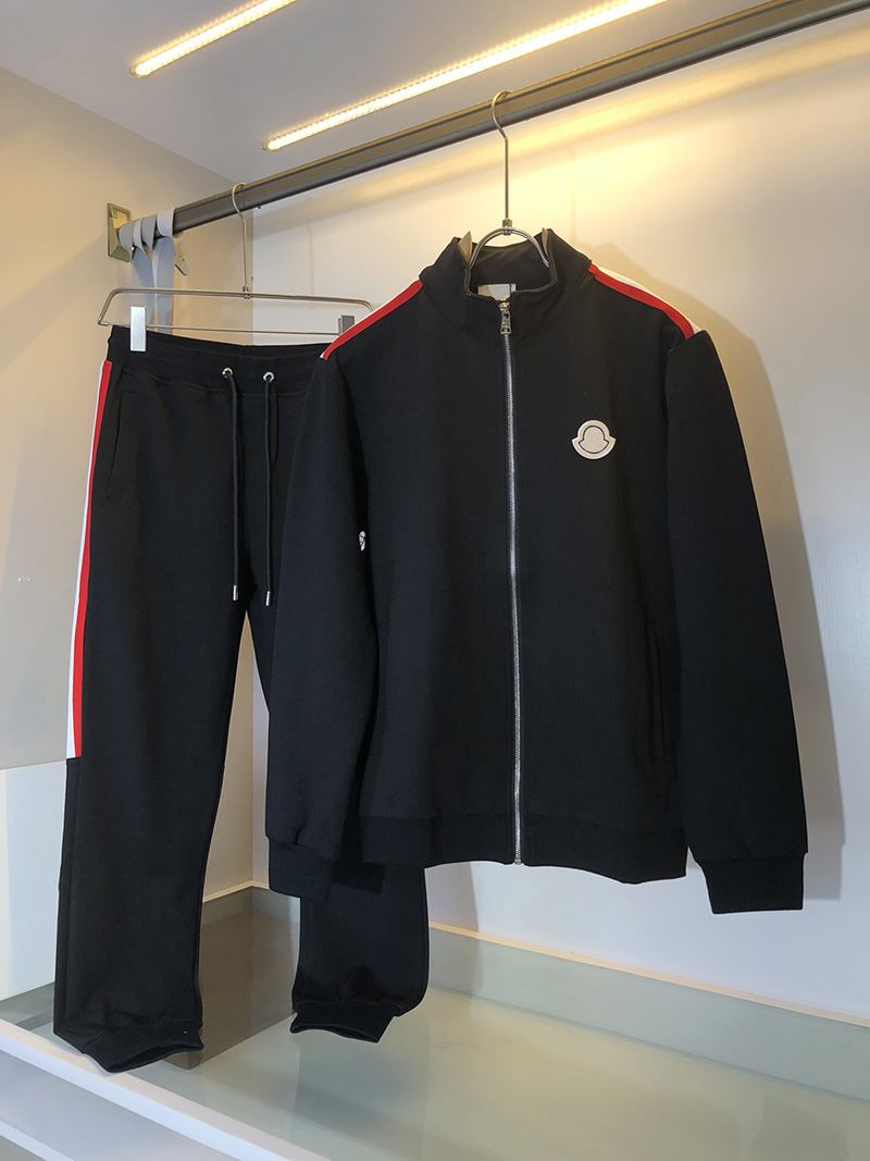 

Early autumn new men's Tracksuits designer style horizontal long sleeve suit, Black