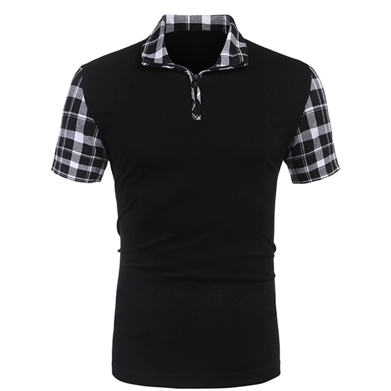 

Men's Polos Summer Men's Casual Stritching Short Sleeve Polo Shirt Business Clothes Luxury Tee Male Fashion Grid Zipper Polos Tops Men 220826, Red
