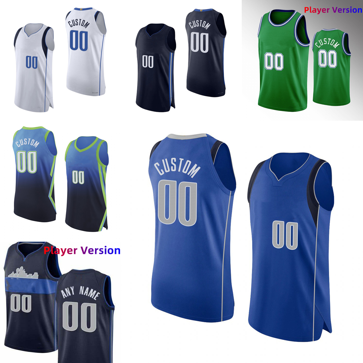 

Custom Authentic Stitched Player Version Basketball Jerseys 44 DavisBertans 35 ChristianWood 7 DwightPowell 25 ReggieBullock 42 MaxiKleber 3 JadenHardy, Player version (with team logo)