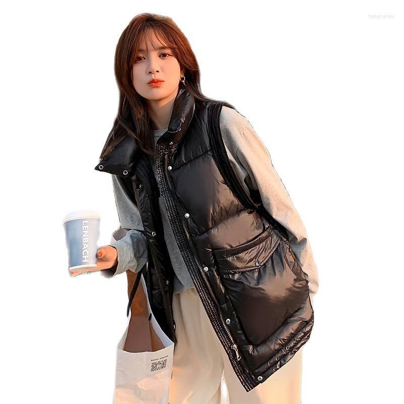 

Women' Vests Women' 2022 Vest Waistcoat Spring Autumn Clothes Korean Sleeveless Down Cotton Padded Jacket Girls Outerwear D47, Black