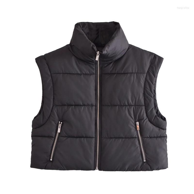 

Women's Vests Women's Woman Casual Black Loose Zipper Down Tank 2022 Autumn Fashion Female Solid Warm Outwear Ladies High Street Pocket