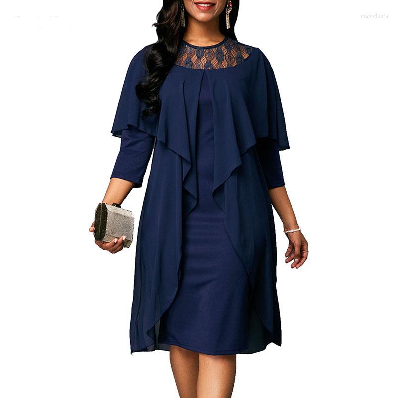 

Casual Dresses Lace Summer Autumn Dress Women 2022 Plus Size Slim Patchwork Office Bodycon Vintage Elegant Sexy Party, Black