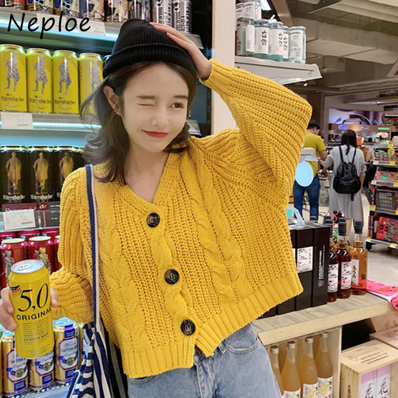 

Women' Fur Faux Fur Neploe Spring Korean Short Knitted Cardigan Women Long Sleeve Vneck Sweater Jacket Woman Singlebreasted Knit Tops 220826, Green