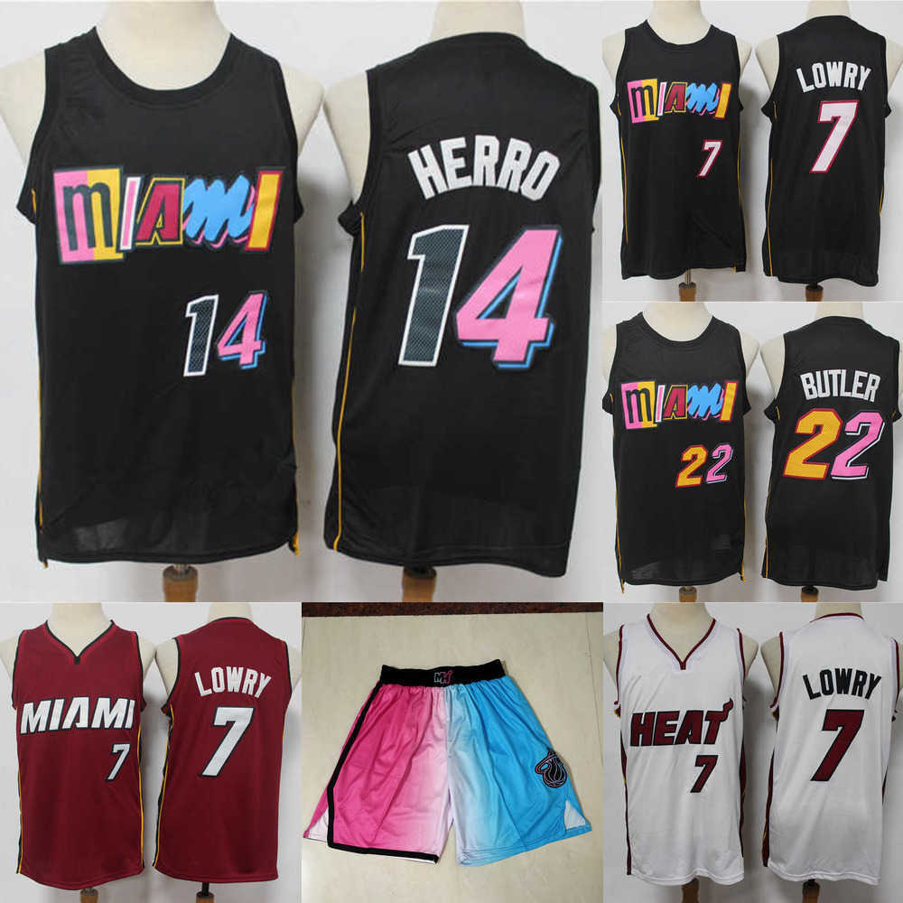 

Basketball JerseyS Miami''Heat''Men Throwback jerseys Dwyane 3 Wade Tyler 14 Herro Jimmy 22 Butler Kyle 7 Lowry Basketball Shorts, Color