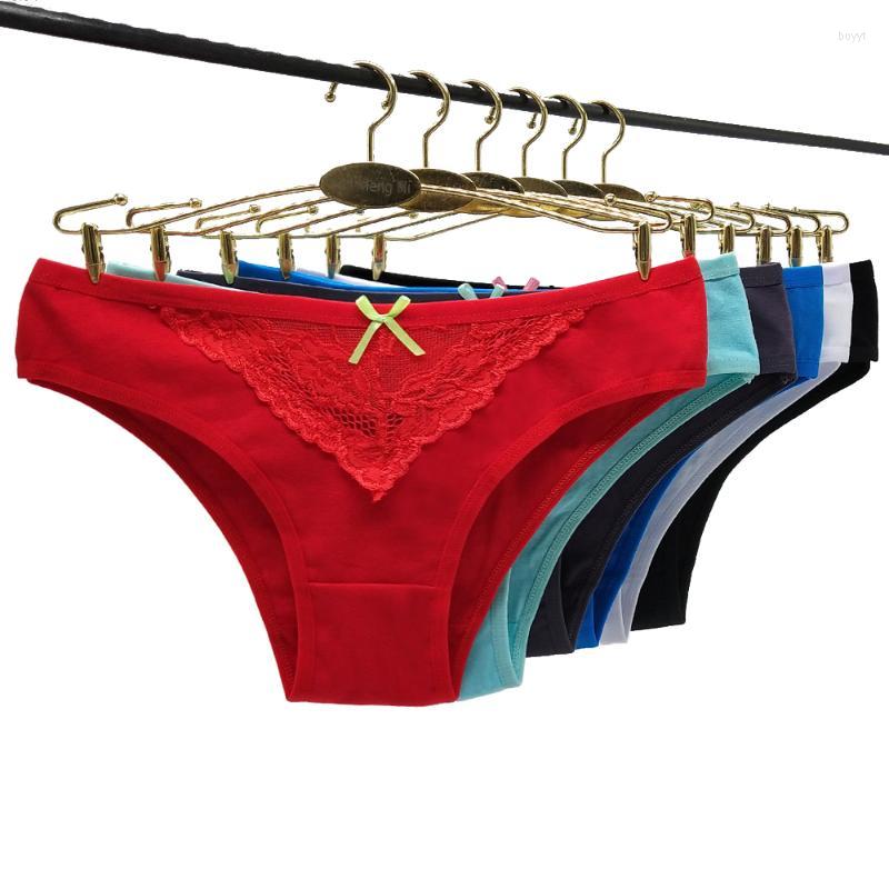 

Women's Panties Pcs/Lot Fashion Women's Female Comfortable Cotton Underwear Ladies Sexy Lace Patchwork Briefs Lingerie Panty -XLWomen's, Color mixing