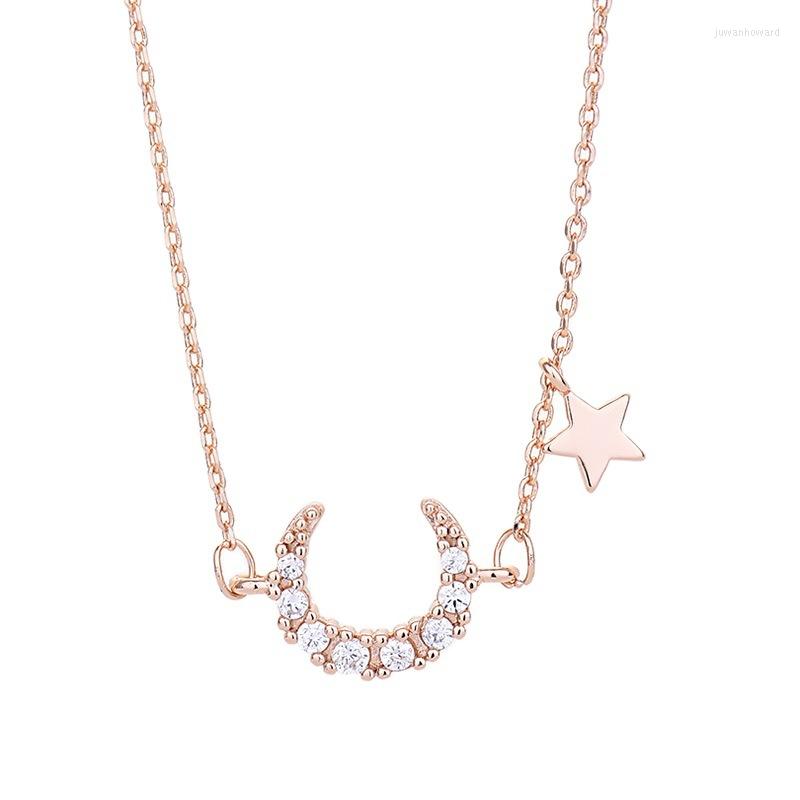 

Pendant Necklaces Fashion Moon Cubic Zirconia Gold Color Necklace Party Charm For Women Girls Friendship KPOPPendant
