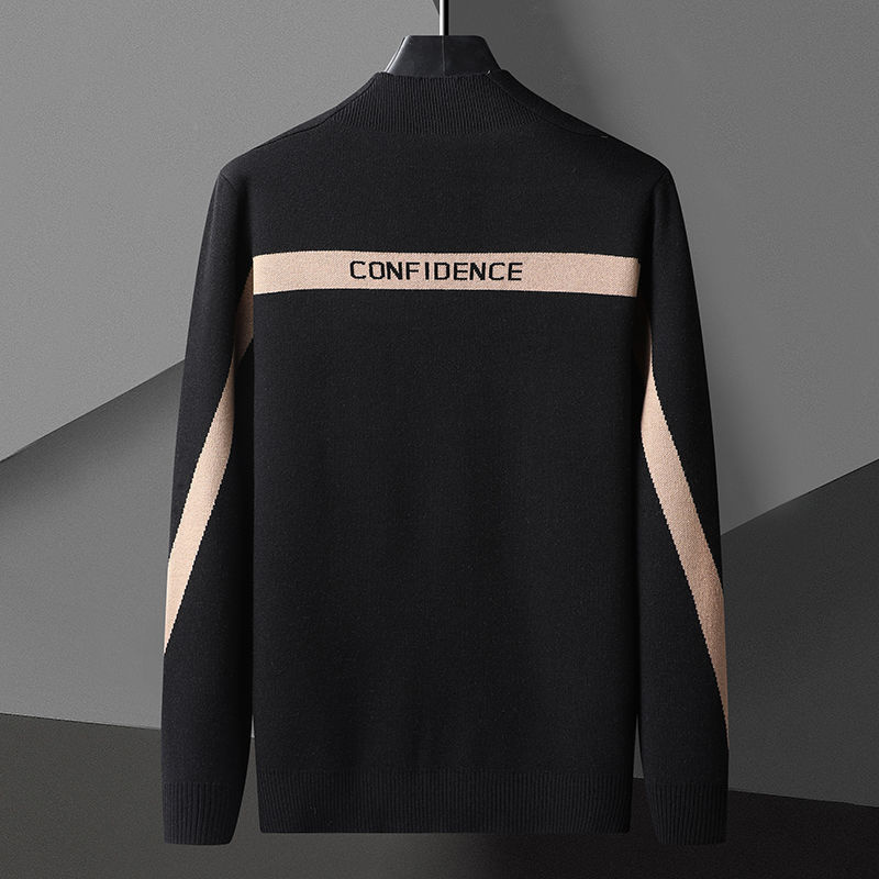 

Men's Jackets Korean Fall Contrast Stitching Knitting Cardigan Men Long Sleeve Slim Sweater Cardigan Men Garment Coat Noel Kazak Heren Sweater LL220826, Black