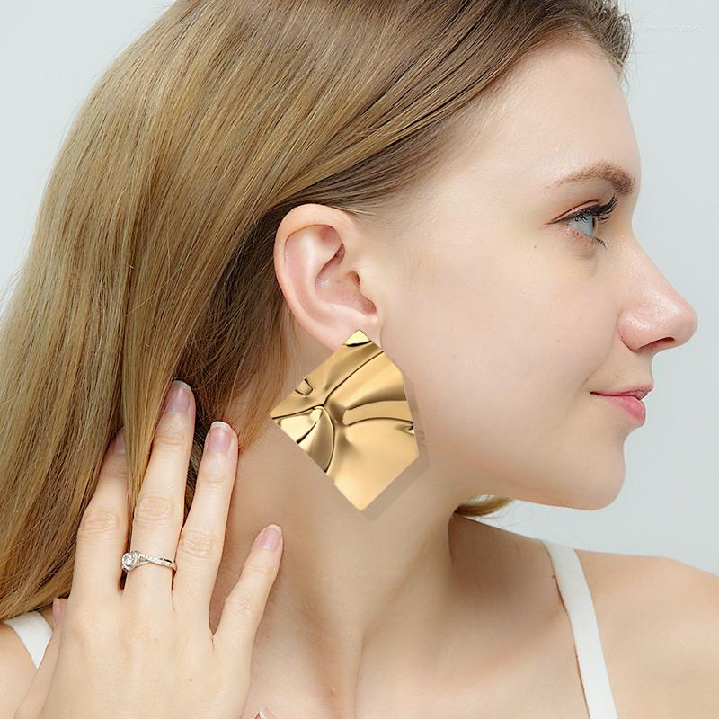 

Stud Earrings Punk For Women Gold Silver Color Fashion Irregular Geometric Oversize Earing Female Jewelry Goth EarringsStud