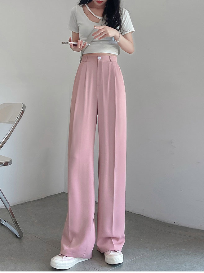 

Women's Soft Comfort Ice Silk Pants Summer Basic Baggy Long Wide Trousers for Women High Waist Sweatpants Women's Straight Pant L220826, Blue full