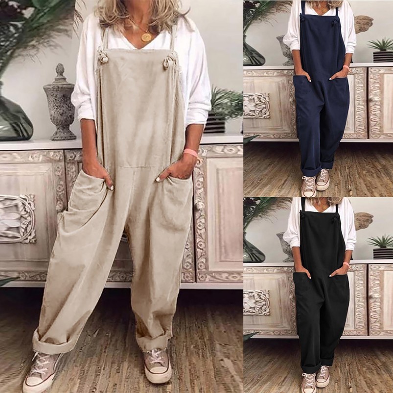 

Women' Plus Size Jumpsuits Women Loose Jumpsuits Women Plus Size Overalls Casual Loose Dungarees Romper Baggy Playsuit Jumpsuit Sportswear Club Outfits L220826, Black