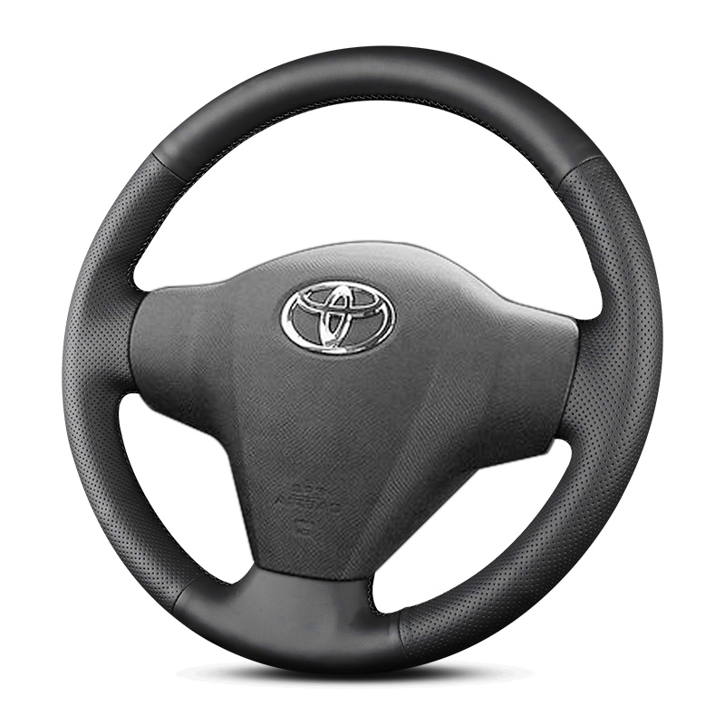 

Custom Black Leather Hand Sewn Steering Wheel Cover For Toyota 2008-2011 Yaris