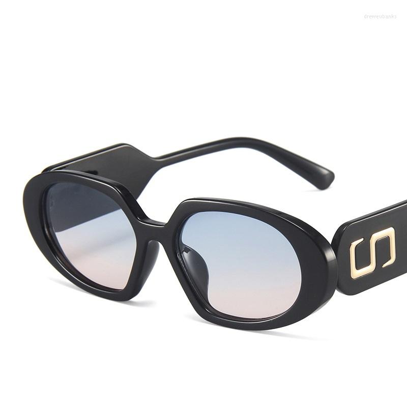 

Sunglasses Korean Style Fashion Big Frame Oval Ladies Retro S-pattern Decorative Personality Shade Glasses 2022 UV400 EyewearSunglasses