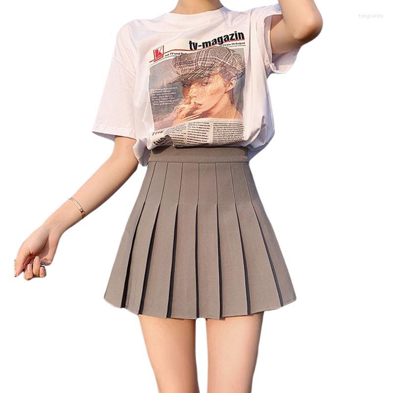 

Skirts Summer Women Pleated Skirt Young Girls Korean High Waist Mini Fashion Ladies School Teens Cute Solid Casual, Black