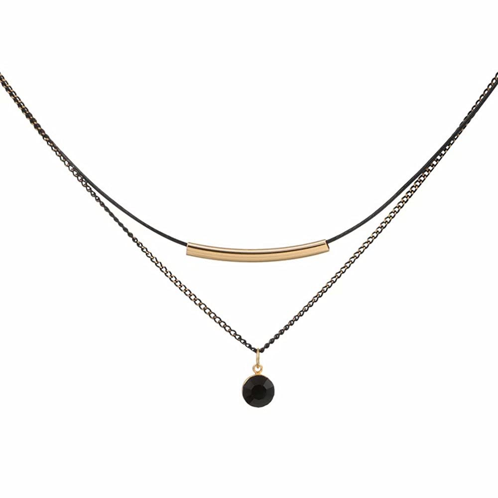 

Healthy Necklaces Fashion Black Choker Necklace 2layers Chain For Women Girls amBck