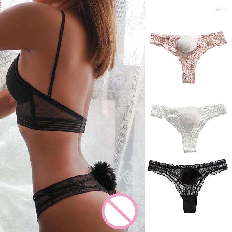 

Women's Panties Women Sexy Sheer Lace Cute Removable Tail Pompom Underwear G-String Low Rise Cosplay Lingerie BriefsWomen's Women'sWomen's, Pink