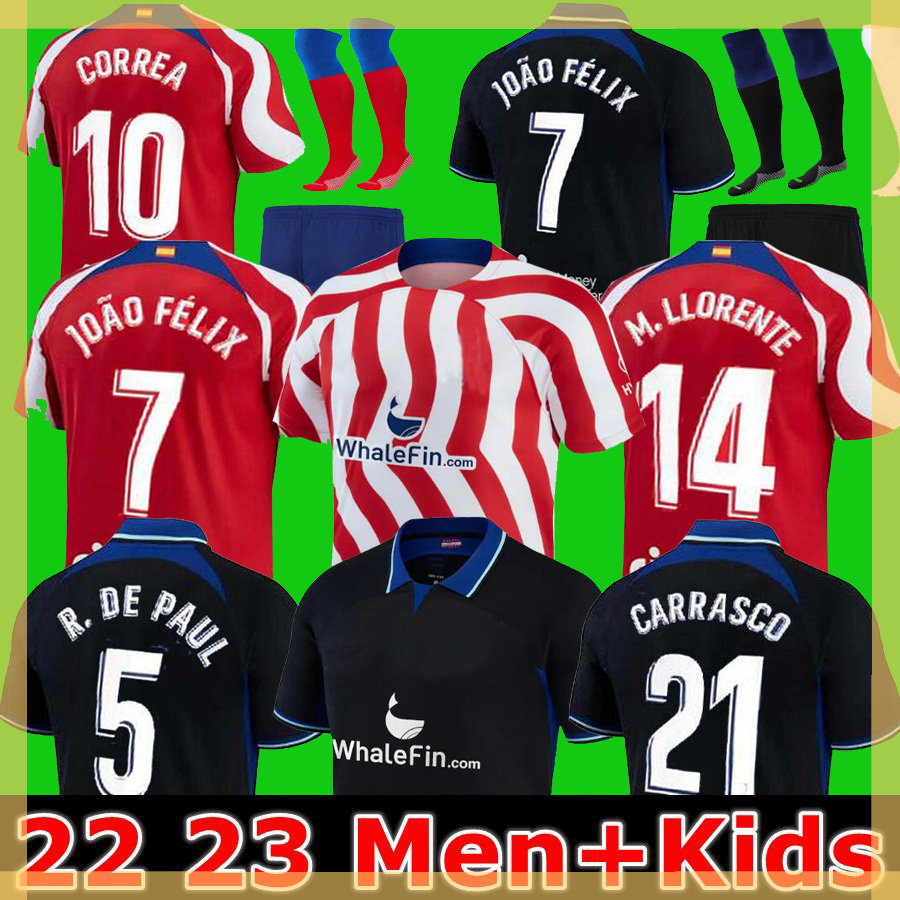 Soccer Jerseys 22 23 Atletico 2021 2022 M.llorente Correa Koke Camisetas de Futbol Madrids Morata Griezmann Joao Felix Lemar Carrasco Men