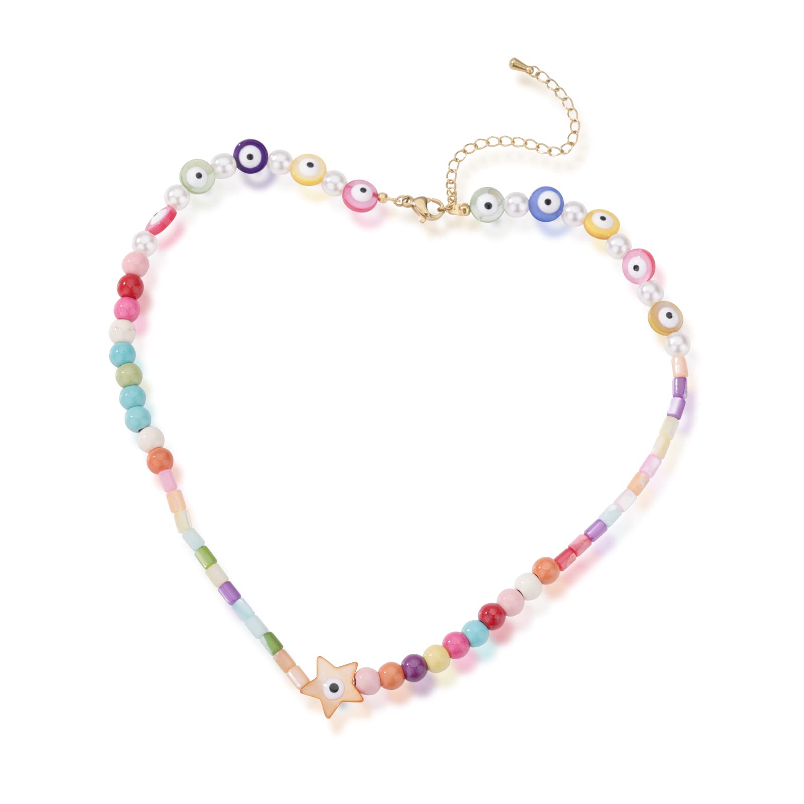 

Necklace Beaded Necklaces Colorf For Women Cute Evil Eye Flower Choker Jewelry Handmade Seed Y2k Teen Girls Great Beach Vacation Daily ameYO