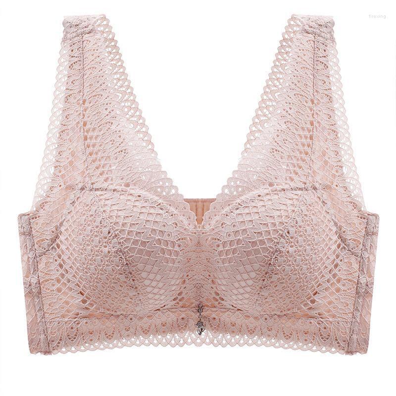 

Bras Underclothes Without Underwire Gather Together Bra Large Lace Beauty Back Seamless Vest BraBras, Color of skin