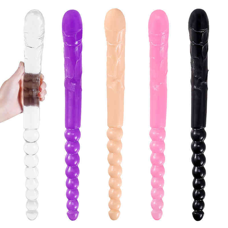 Sex toys Vibrator Massager Adult Super Long Soft Double Headed Penis 370mm Toy Homosexual Female Vaginal and Anal Cream ArtificialTBMS1-image-794862309
