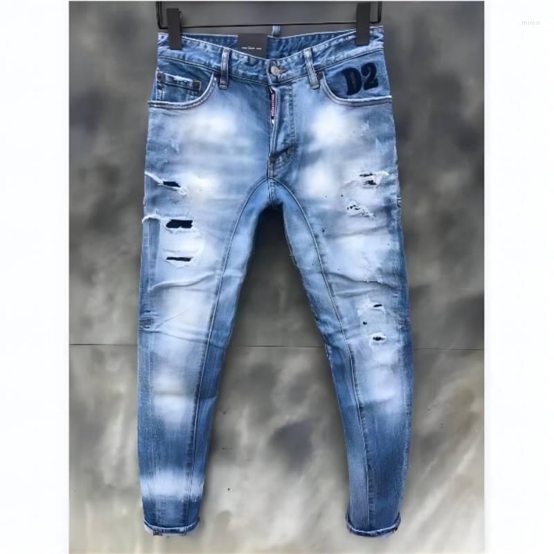 

Men's Jeans Men's With Ripped Holes And Elastic Beggar Pants T135Men's, T135