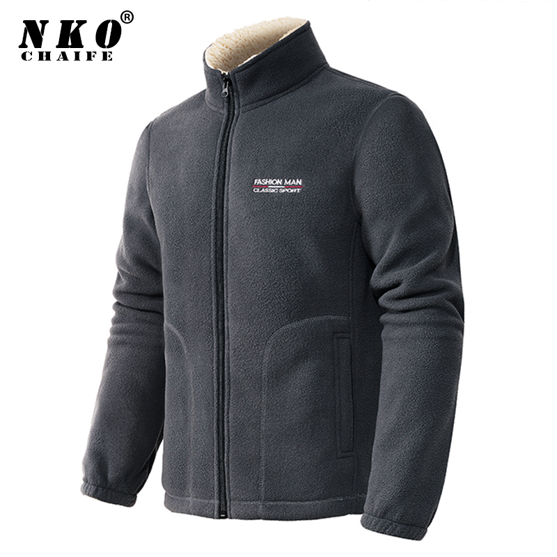 

Mens Jackets CHAIFENKO Brand Spring Autumn Casual Fleece Fashion Slim Fit Stand Collar Zipper Coat Thick Warm 220826, 95 gray