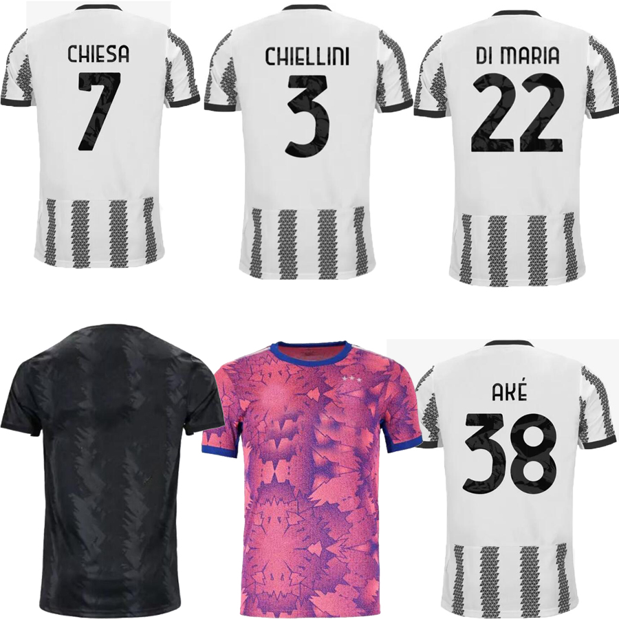 

22 23 DI MARIA soccer jersey VLAHOVIC POGBA LOCATELLI CHIESA McKENNIE ARTHUR BONUCCI CUADRADO football shirt Men kit sets camiseta maglia maillot, Blue