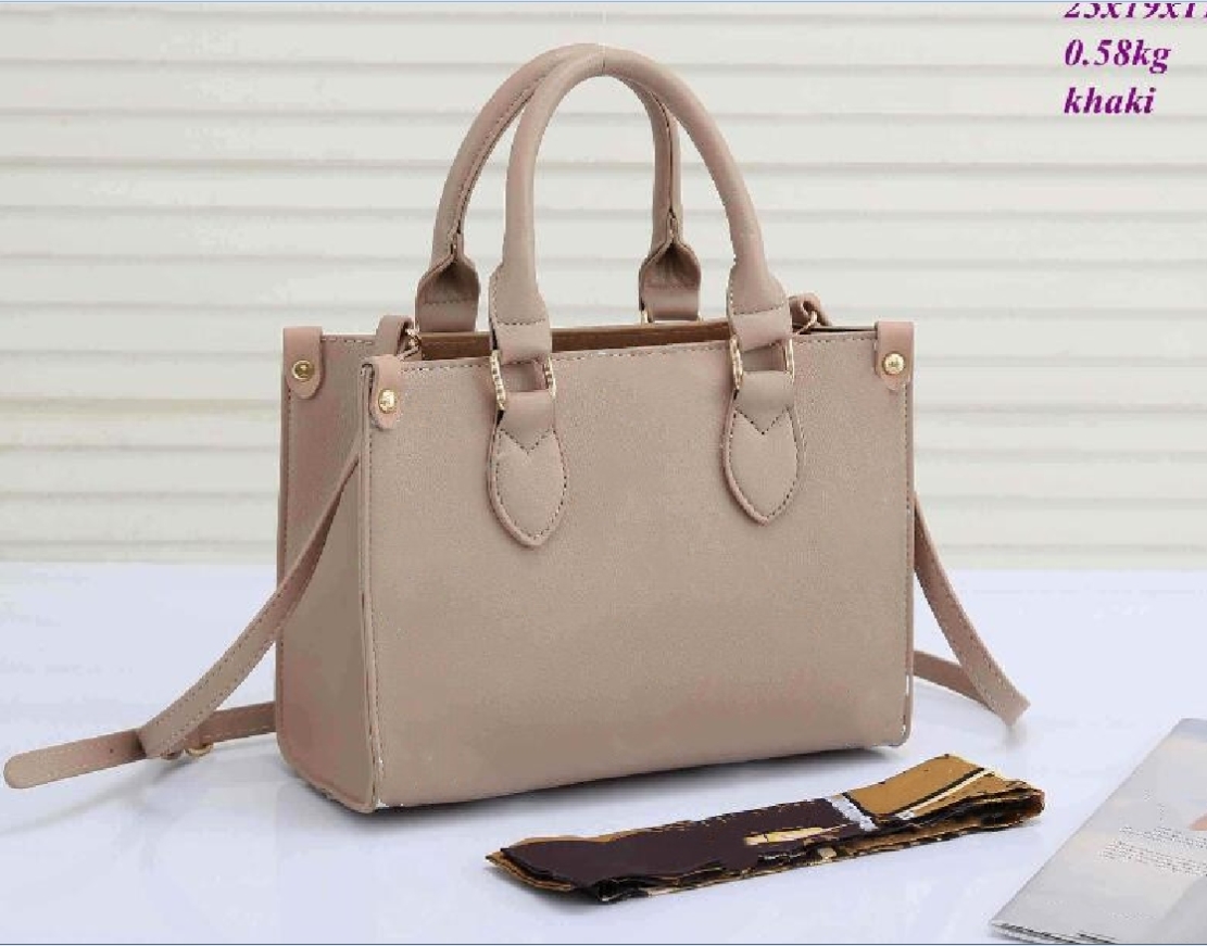 

Khaki totes With Silk scarves ONTHEGO tote bag handbags High Quality Ladies Shoulder handbag Patent Leather Evening Cross body Bags, White