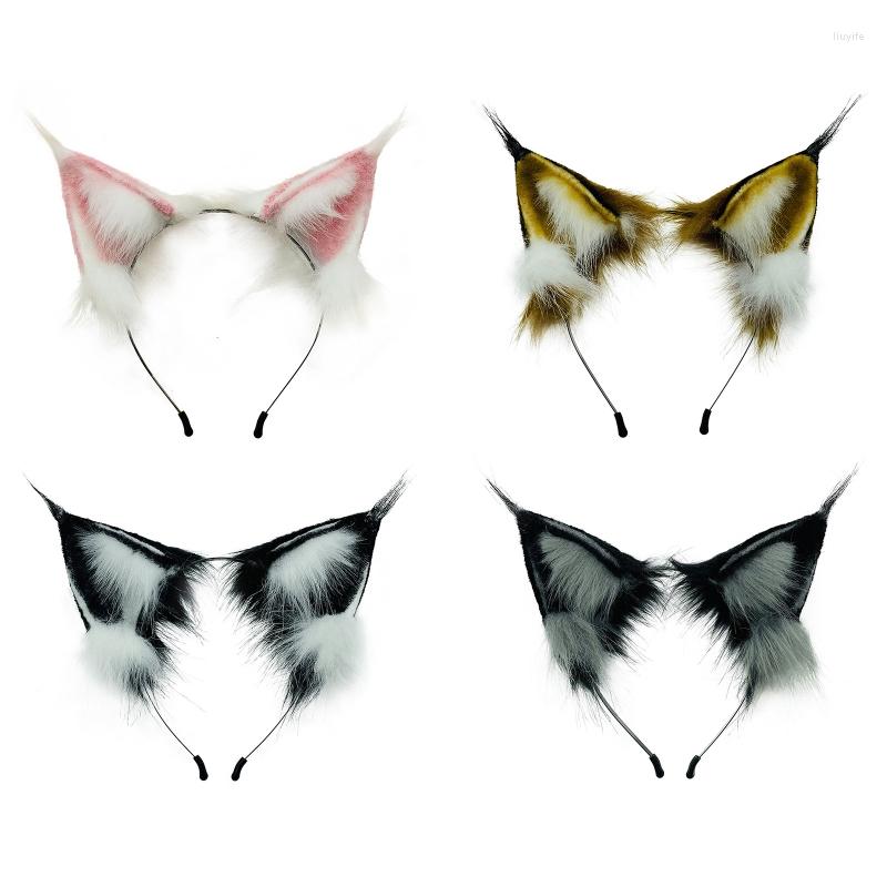 

Bandanas Women Animal Ears Hair Hoop Plush Furry Lolita Handmade Headband Anime For Halloween Christmas Cosplay AccessoriesBandanas