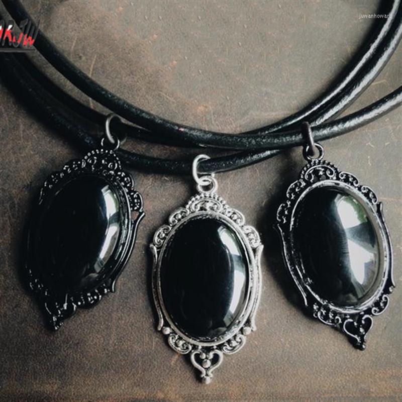 

Pendant Necklaces Pitch Black Onyx Necklace Gothic Stone Witchy Jewelry Classical Fashion Daughter's Gift Magic Woman Mystical