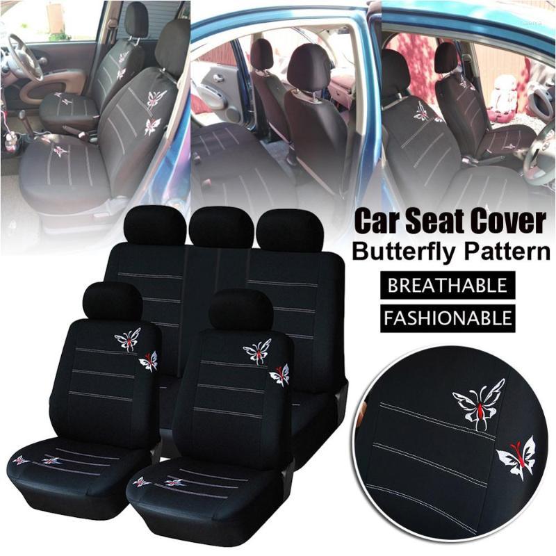 

Car Seat Covers 4/9 PCS A Set Butterfly Pattern 2/5 Compatible Fit Most Truck SUV Or Van 100% Breathable With 2 Mm Composite