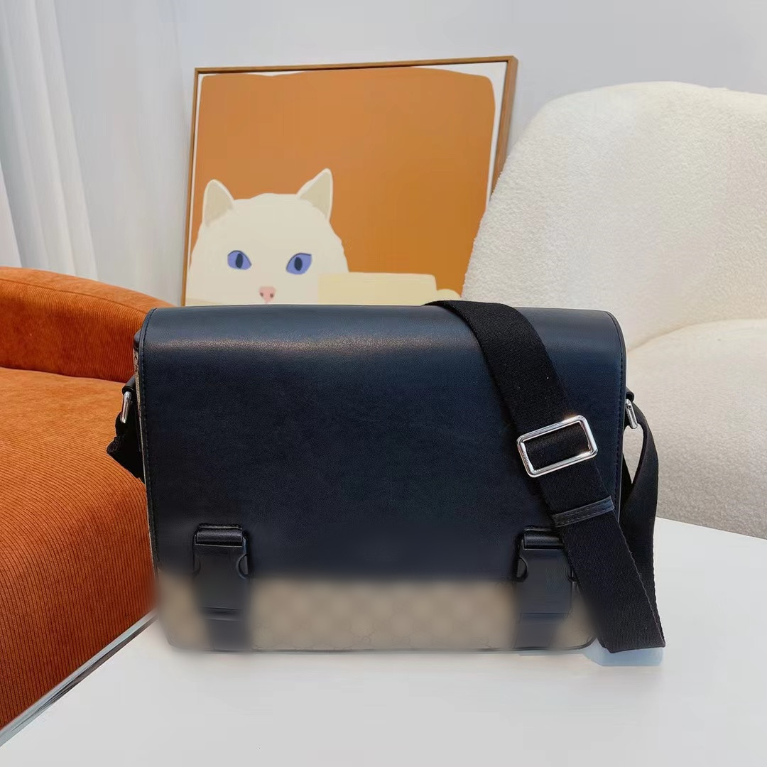 

Gc family classic men's Single Shoulder Messenger Bag Leather large capacity business backpack Kuqi Xiao Zhan's same, Black