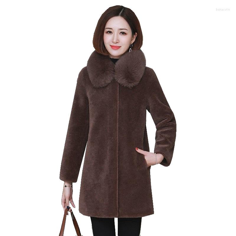 

Women's Fur European Blended Wool Coat Collar Winter Women Warm Outwear Overcoat LF21018MQWomen's & Faux, Camel