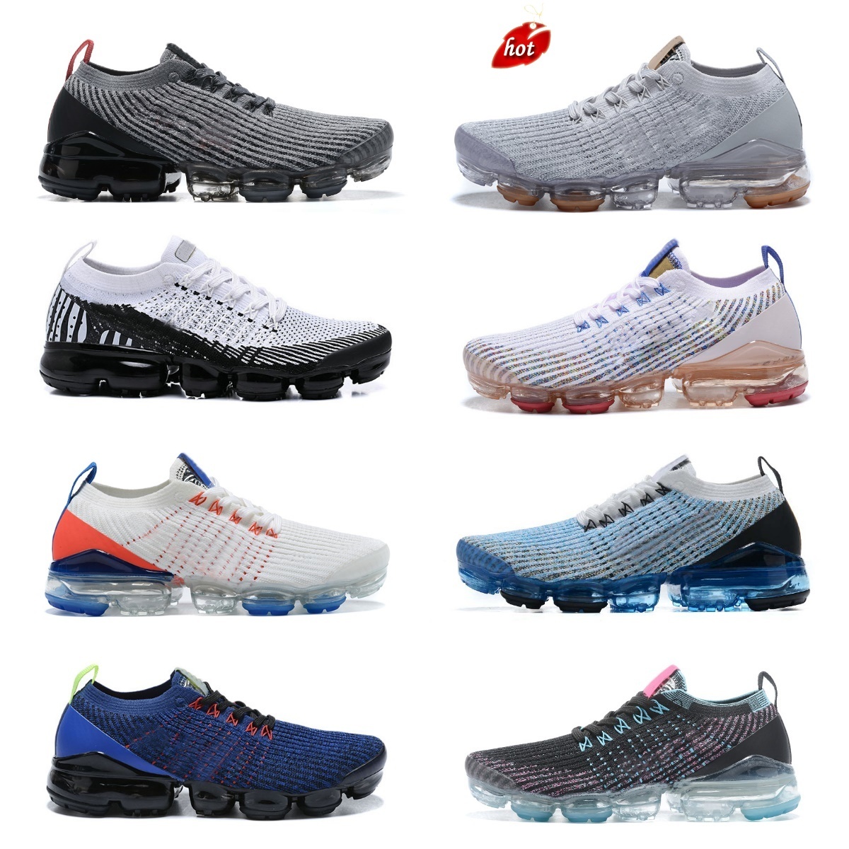 

Sandals Top Quality Airs Cushion Vapores Fly knit 2.0 3.0 Mens Casual Shoes Triple Black Dark Grey Metallic Gold Zebra Sail Oreo Sapphire Blue Sport, Bubble package bag