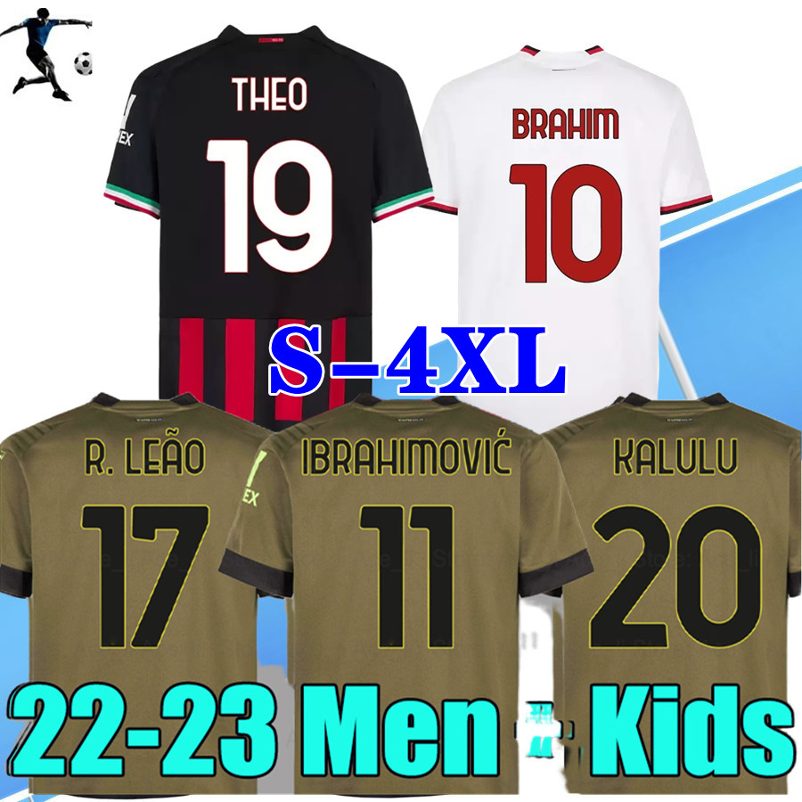 

2022 2023 IBRAHIMOVIC ACb soccer jerseys PAQUETA BENNACER ROMAGNOLI 22 23 mi football shirt THEO REBIC maillot men kids kit away third sock, Away+patch
