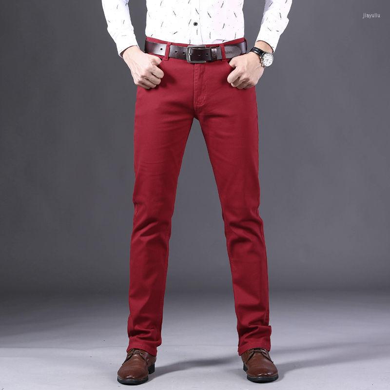 

Men's Jeans Red Men Nice Spring Autumn Elastic Straight Tube Loose Business Casual Pants Plus Size Clothes Streetwear, Black