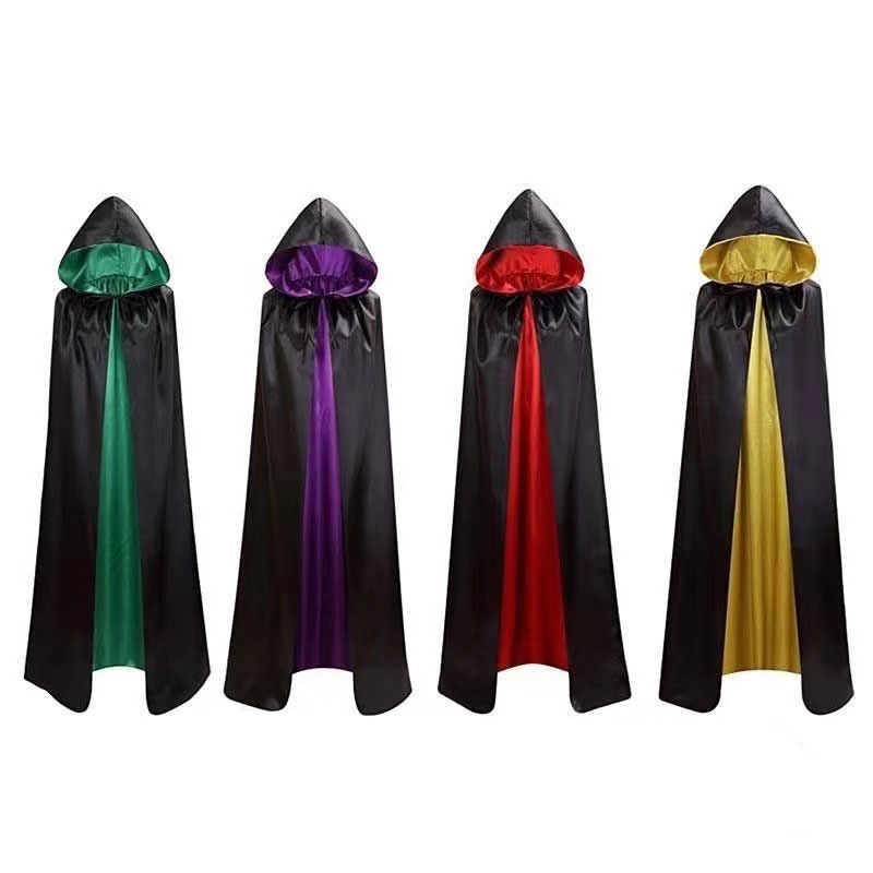 

Theme Costume Halloween Death Cosplay Double Satin Cape Children's adult's Vampire Role Playing Cape Wear on both sides, Red black